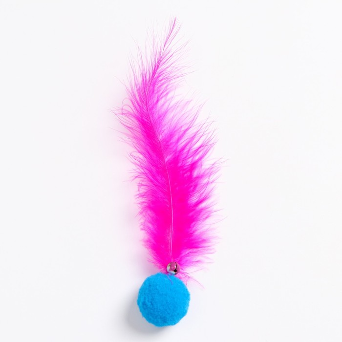 фото Игрушка для кошек "мячик с пером", набор 5 шт, микс цветов пижон