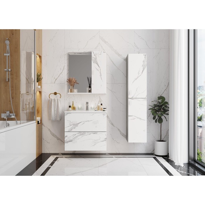 фото Тумба подвесная марбл 65.13 мрамор/камень бетонный с раковиной оскар-65 47,5 х 66 х 61 см onika