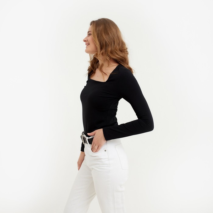 фото Лонгслив женский minaku: basic line цвет черный, р-р 44