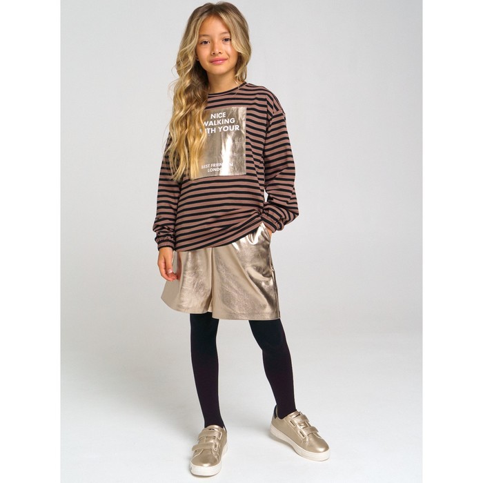 фото Лонгслив для девочки, рост 140 см, цвет коричневый playtoday