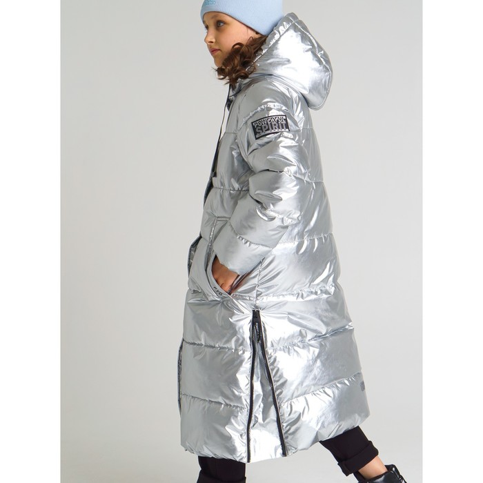 фото Пальто зимнее для девочки, рост 152 см, цвет серебристый playtoday
