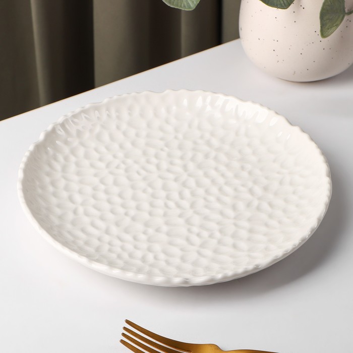 фото Тарелка керамическая десертная «воздушность», d=20,5 см, цвет белый