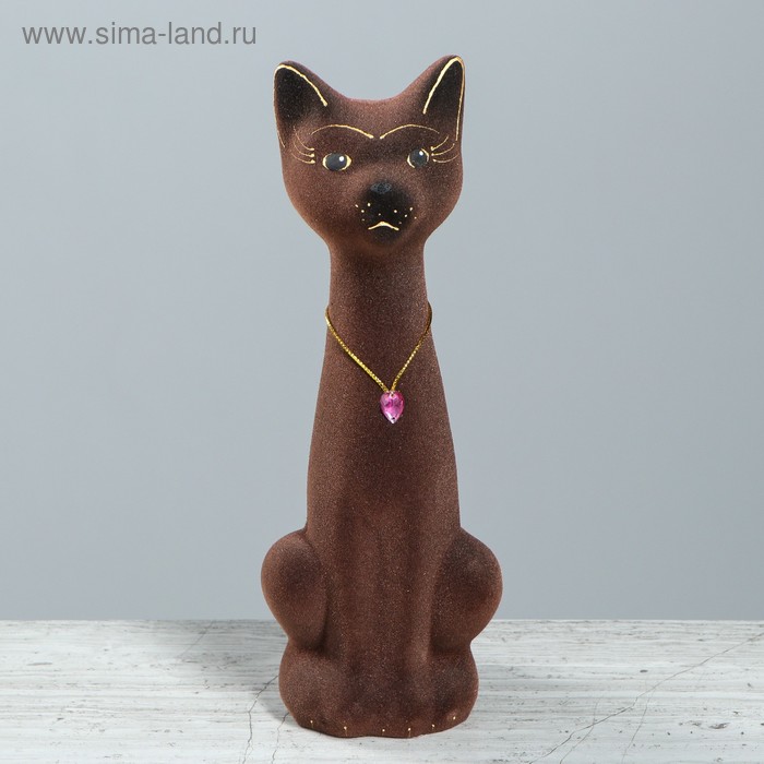 Копилка "Кот Мурзик", покрытие флок, коричневая, 29 см