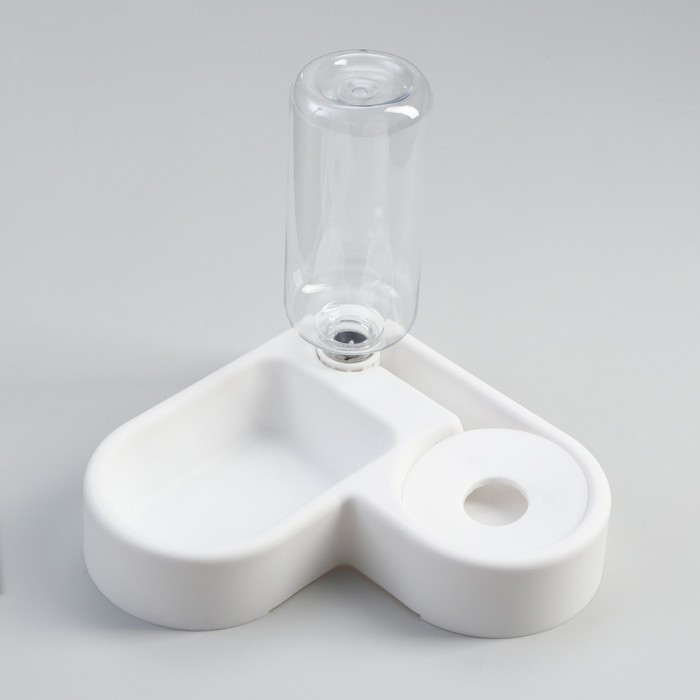 фото Миска двойная с автопоилкой (съёмная бутылка) 28 х 23 х 20,5 см, белая пижон