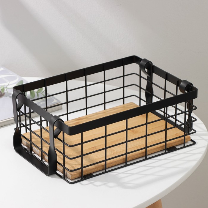 фото Корзина универсальная savanna «эстетика», 25×18,3×10 см, цвет чёрный