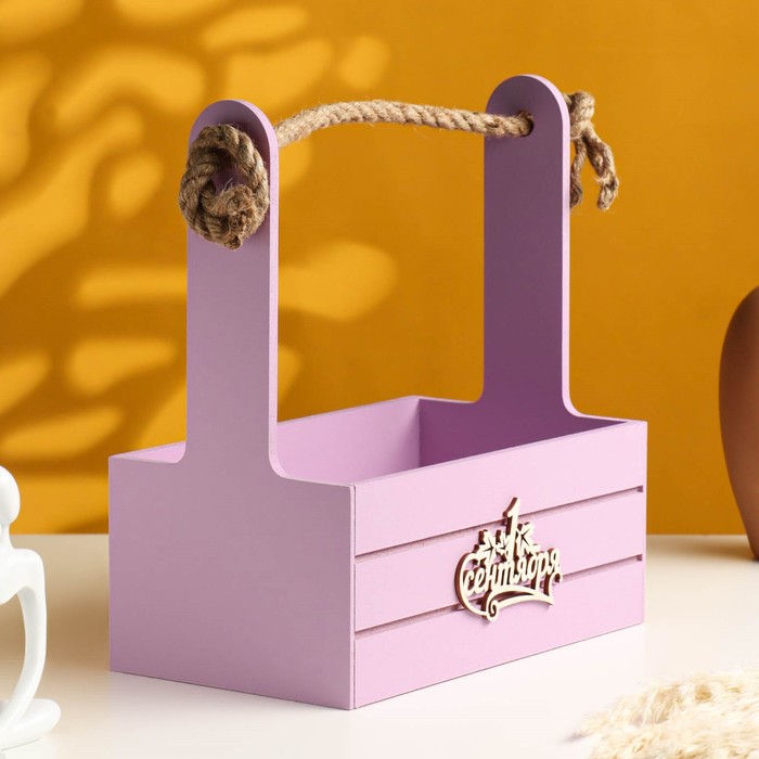 фото Ящик - кашпо деревянный 25х15х30 "1 сентября" сирень дарим красиво