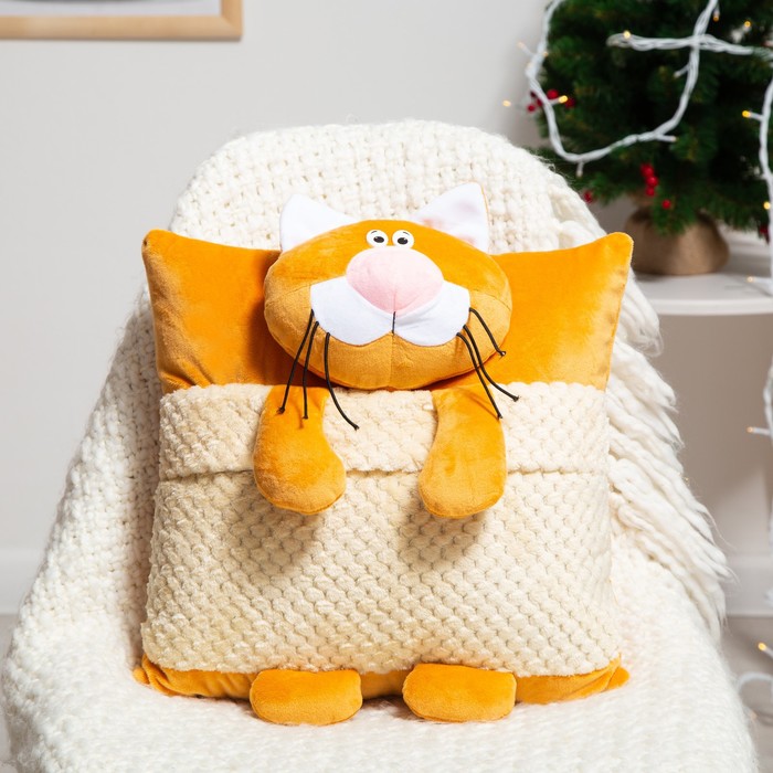 фото Подушка декоративная кот-соня 40х45см, плюш, холофайбер гранд-стиль