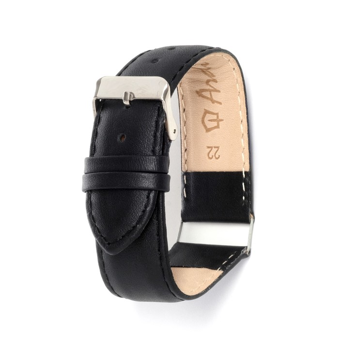 фото Ремешок для часов, 22 мм, запряжник 80 мм, горт 120 мм, натуральная кожа, черный