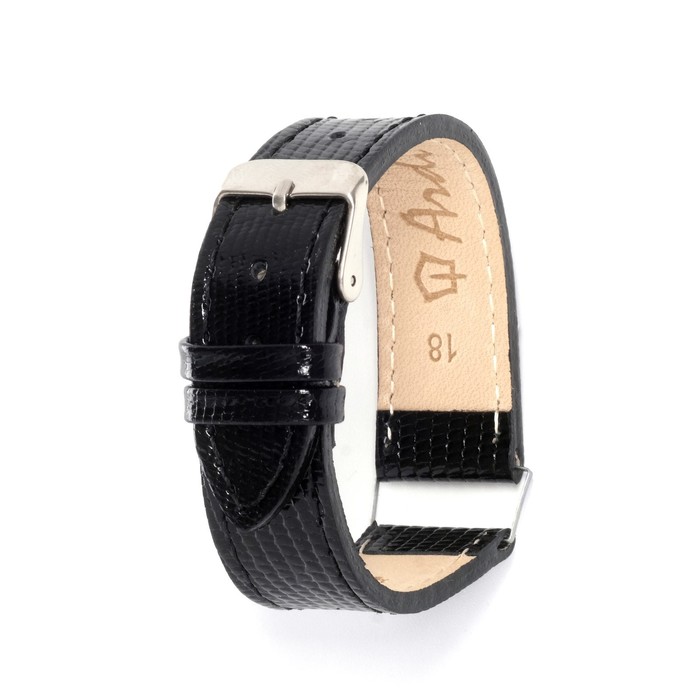 фото Ремешок для часов, 18 мм, запряжник 75 мм, горт 115 мм, натуральная кожа, черный ardi