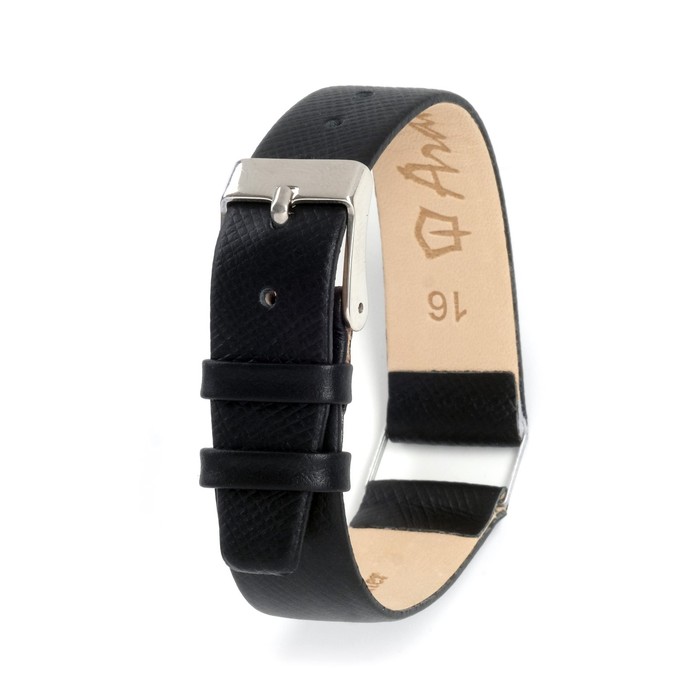 фото Ремешок для часов, 16 мм, запряжник 75 мм, горт 115 мм, натуральная кожа, черный