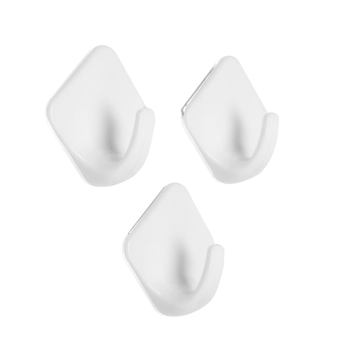 фото Держатель самоклеящийся тундра krep, 45х45 мм, ромб, белый, 3 шт.