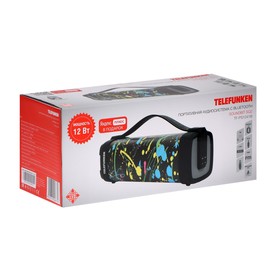 Портативная колонка Telefunken TF-PS1241B, 12Вт, 1500мАч, FM, BT, microSD, IPХ4,AUX, принт 1
Портативная колонка Telefunken TF-PS1241B, 12Вт, 1500мАч, FM, BT, microSD, IPХ4,AUX, принт 1