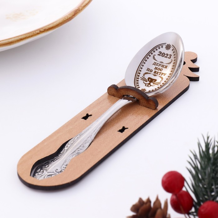 фото Ложка сувенирная "держи нос по ветру 2023", h=14 см