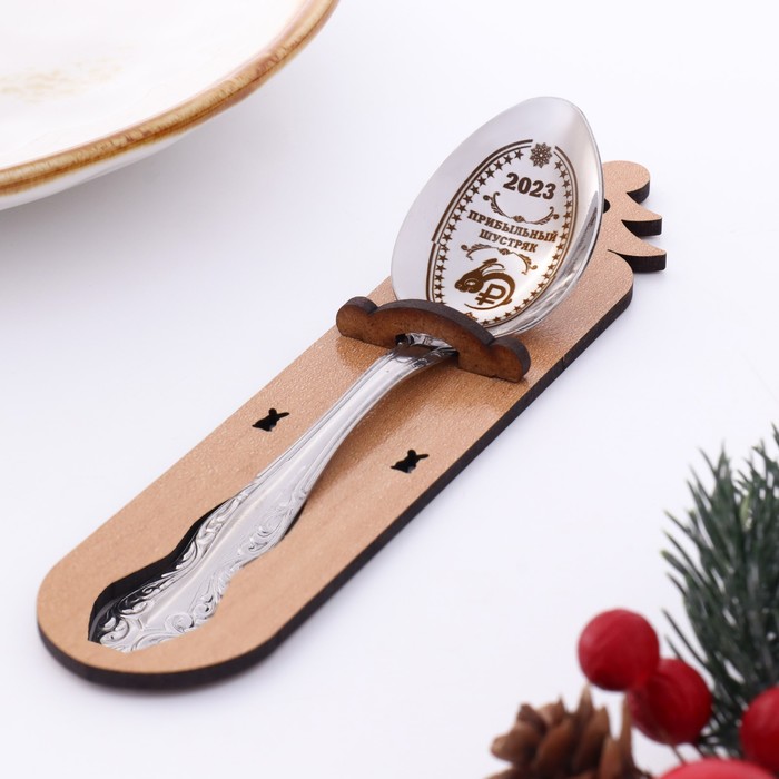 фото Ложка сувенирная "прибыльный шустряк 2023", h=14 см