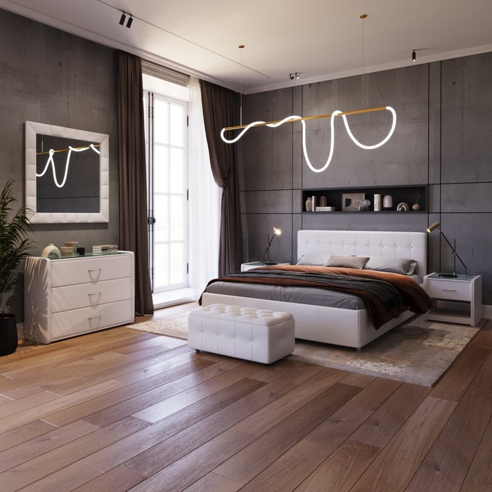 фото Кровать «космопорт new» без пм, 1600 × 2000 мм, ортопедическое основание, цвет белый архитектория