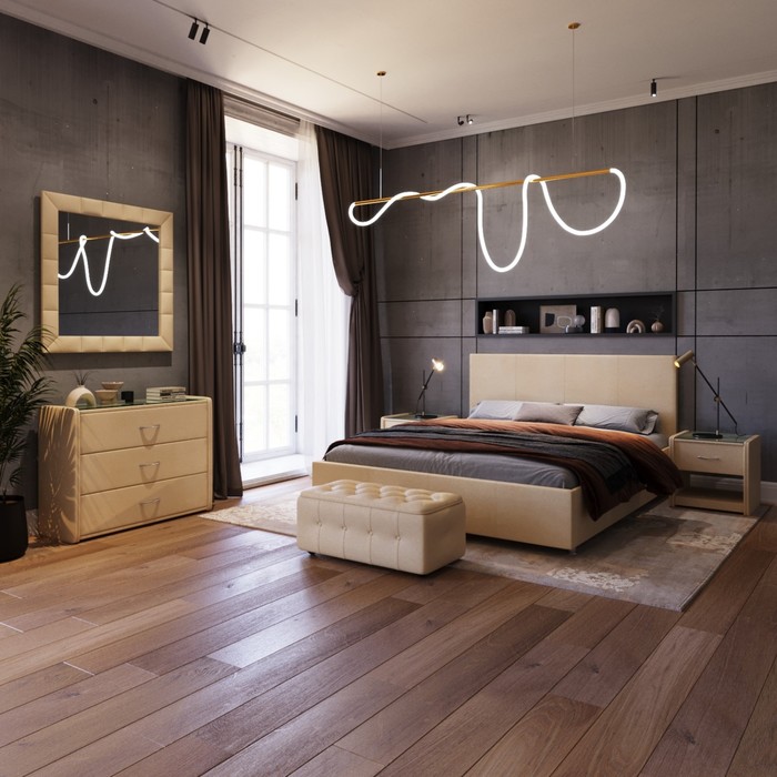 фото Кровать «атриум new» без пм, 1800 × 2000 мм, ортопедическое основание, цвет бежевый архитектория