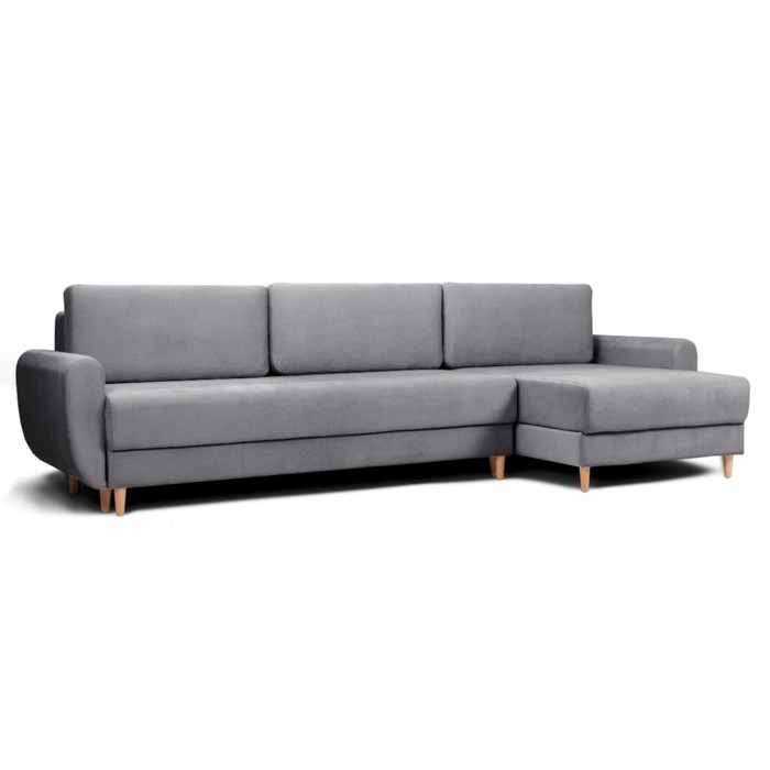 фото Угловой диван «неаполь», механизм еврокнижка, правый угол, велюр, цвет графит