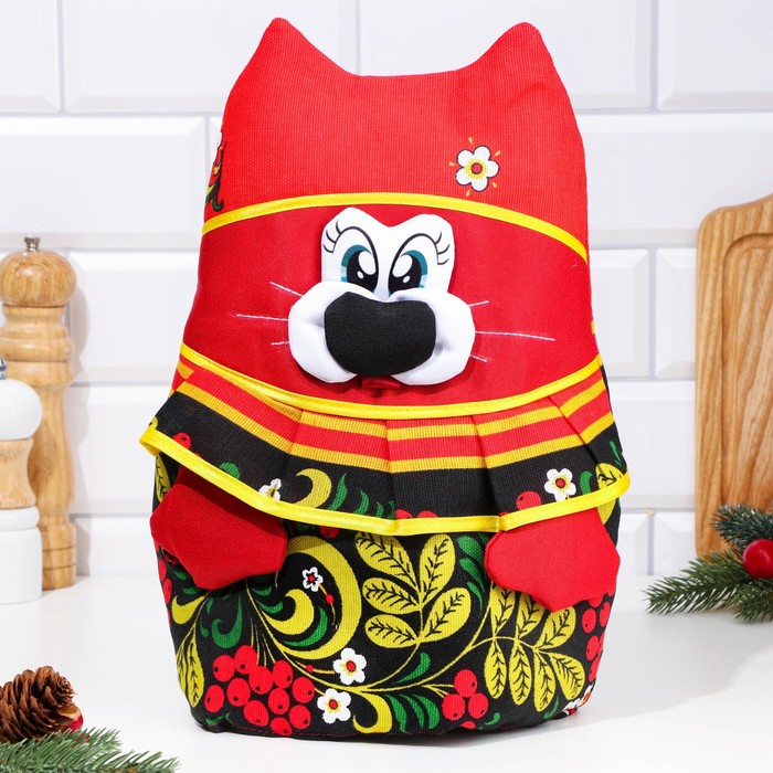 фото Грелка на чайник "кот-матроскин", хохлома