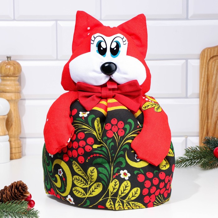 фото Грелка на чайник "кот маленький", хохлома