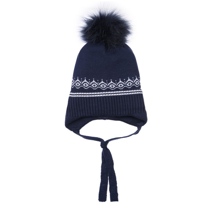 фото Шапка вязаная с помпоном для мальчика, размер 52 playtoday