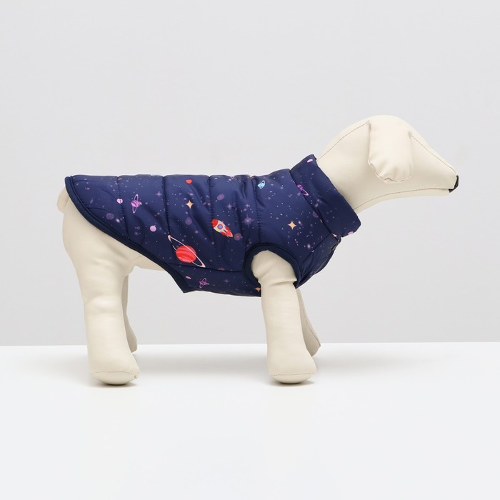 фото Куртка для собак "космос", размер m, темно-синяя (дс 30, ош 26, ог 38 см)