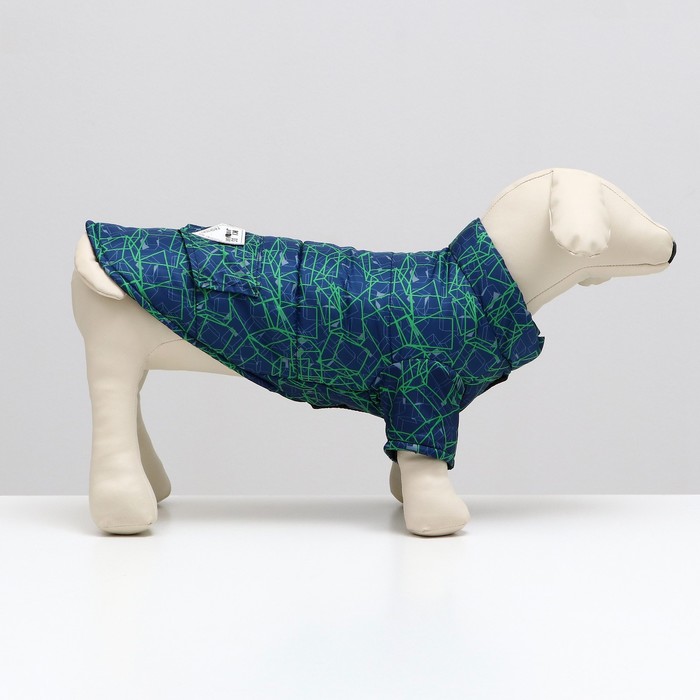 фото Куртка для собак "матрица", размер 8, сине-зелёная (дс 23, ош 26, ог 32 см)