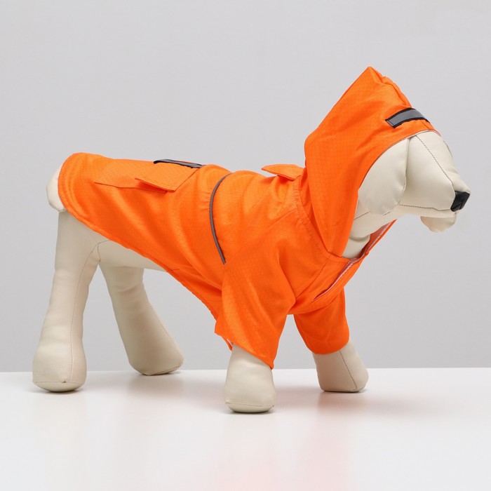 фото Куртка со светоотражающими полосами, размер s, оранжевая (дс 26, ог 40, ош 34 см)