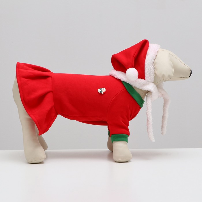 фото Новогодний костюм "снегурочка" для собак, размер xl, красный (дс 38, ош 38, ог 48 см)