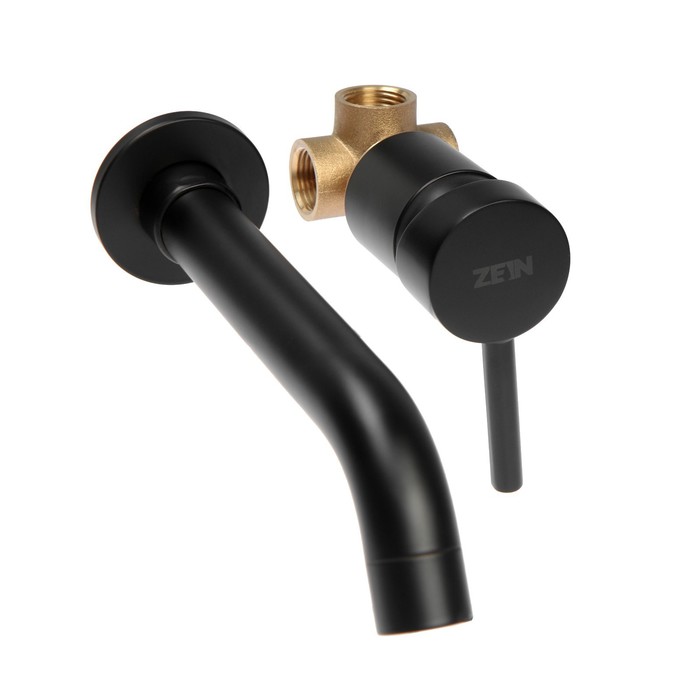 фото Смеситель для раковины zein zf-014, скрытого монтажа, картридж керамика 35 мм, латунь,черный