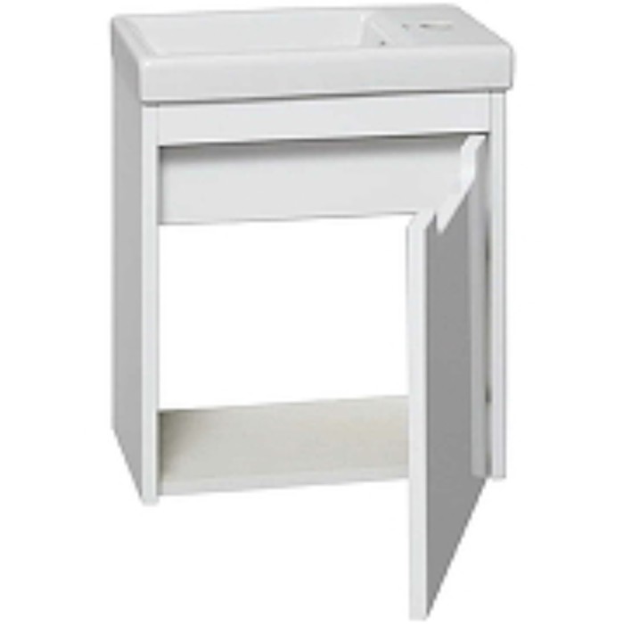 фото Тумба "микра 40" подвесная белая с раковиной "como 40" 22 х 40 х 45 см runo