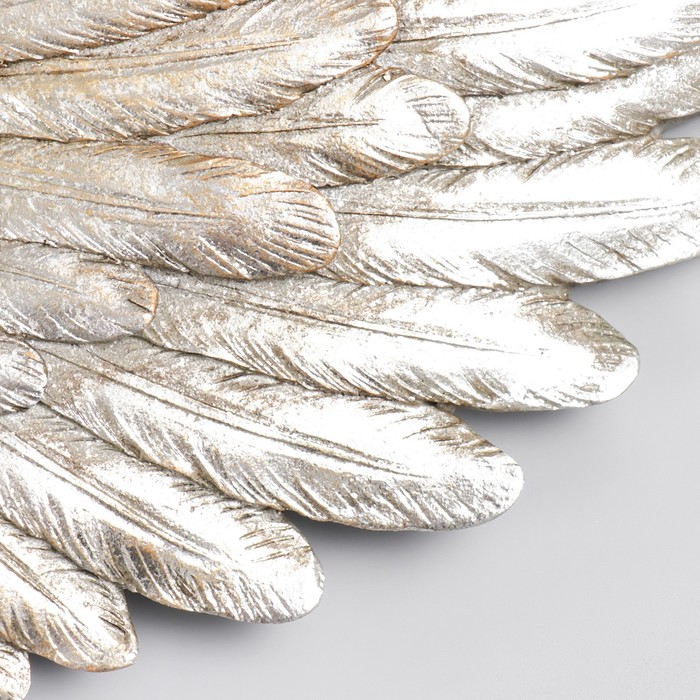 фото Сувенир полистоун настенный декор "серебряные крылья" набор 2 шт размер крыла 18х41х6 см