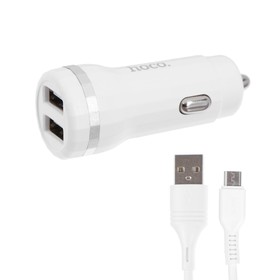 Автомобильное зарядное устройство Hoco Z27, 2 USB - 2.4 А, кабель microUSB 1 м, белый 
Автомобильное зарядное устройство Hoco Z27, 2 USB - 2.4 А, кабель microUSB 1 м, белый