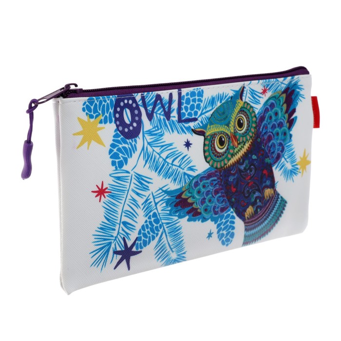 фото Пенал мягкий, 1 отделение, плоский, 120 х 230 мм, brunovisconti "сказочные совы",
