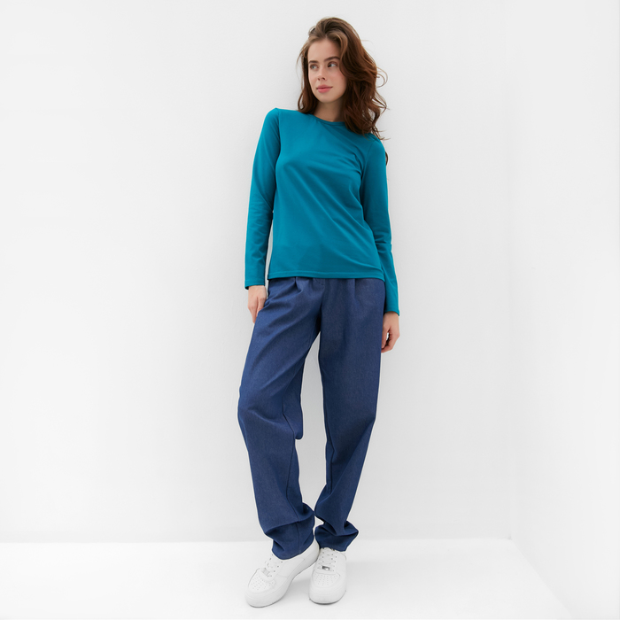 фото Лонгслив женский minaku: basic line цвет изумруд, размер 46