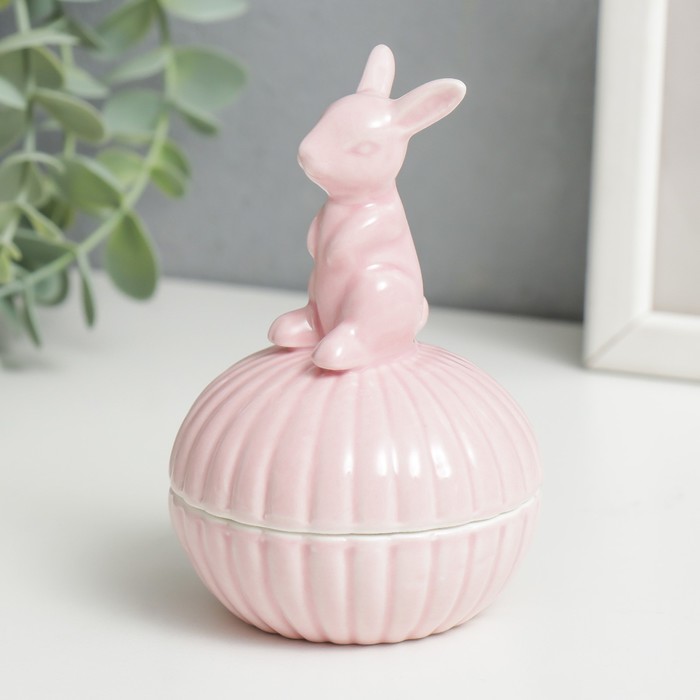 фото Шкатулка керамика "зайчик" микс 10,5х7,4х7,4 см