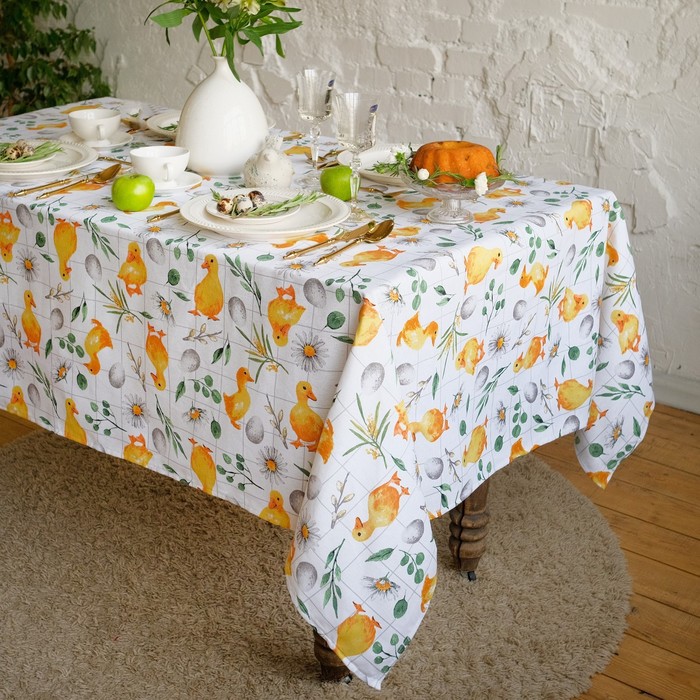фото Скатерть доляна duckling 149х180 см, 100% хл, рогожка 164 г/м2