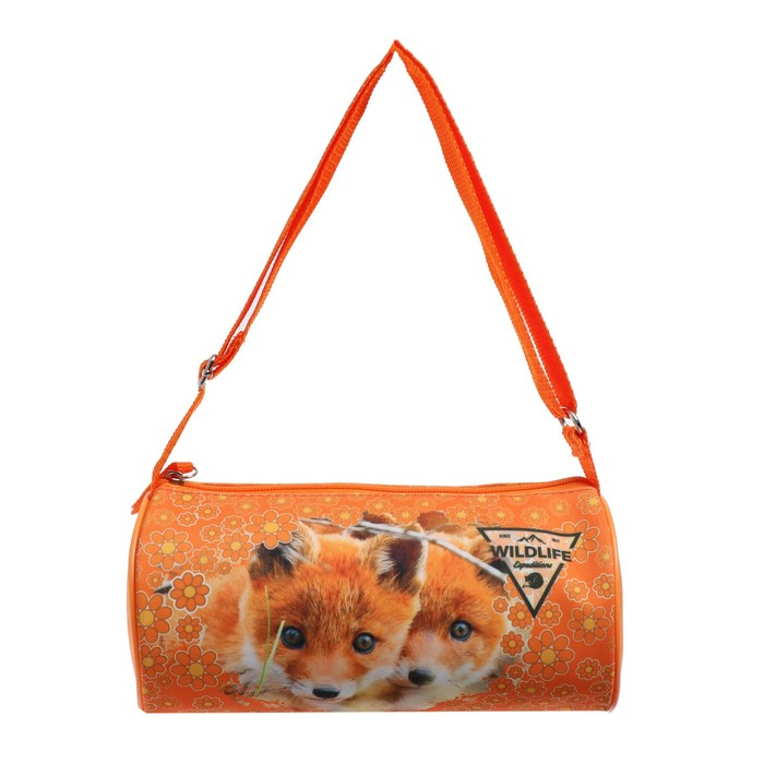 фото Пенал мягкий тубус, 105 х 220 мм, "лисята", с ручкой оникс