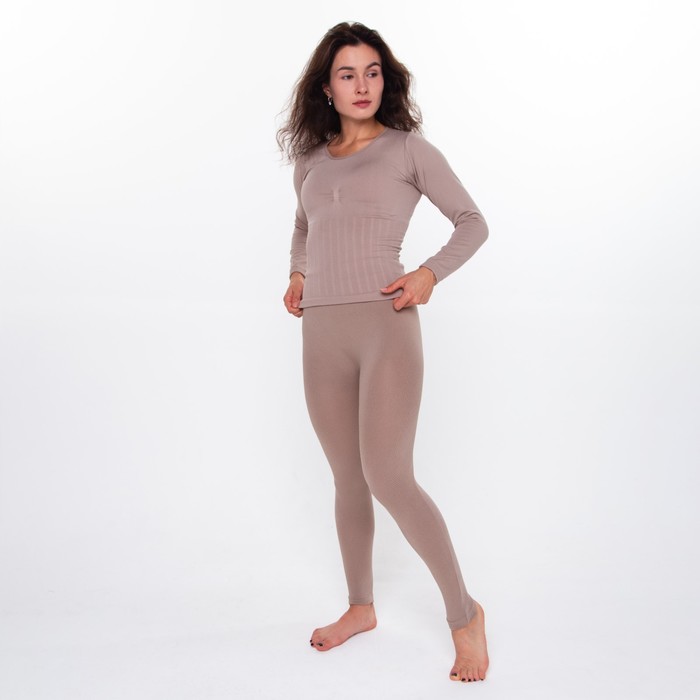 фото Термобельё женское (лонгслив, леггинсы), цвет кофейный, размер 42-44 (s) oemen