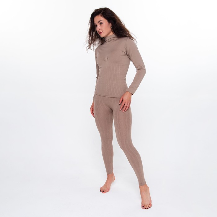 фото Термобельё женское (джемпер, леггинсы), цвет кофейный, размер 46-48 (м) oemen