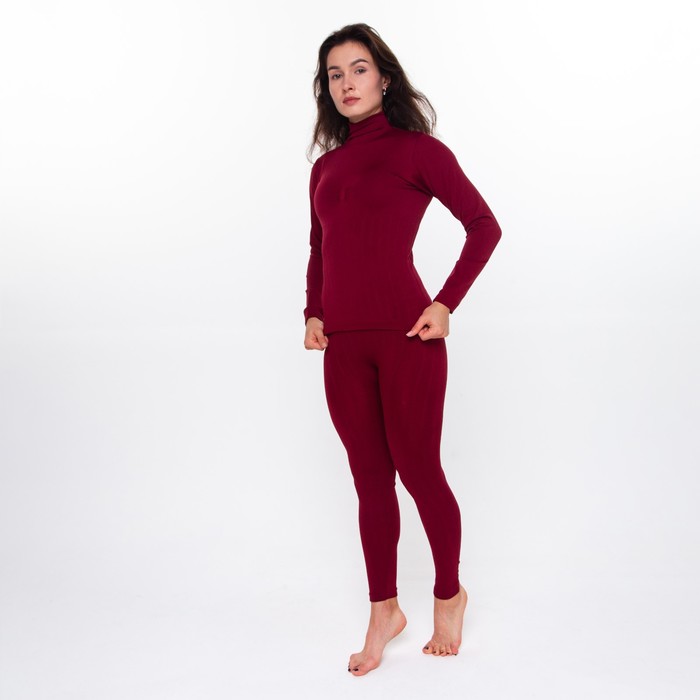фото Термобельё женское (джемпер, леггинсы), цвет бордовый, размер 42-44 (s) oemen