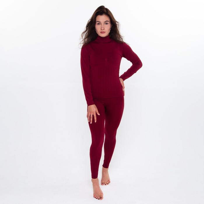 фото Термобельё женское (джемпер, леггинсы), цвет бордовый, размер 56 (2xl) oemen