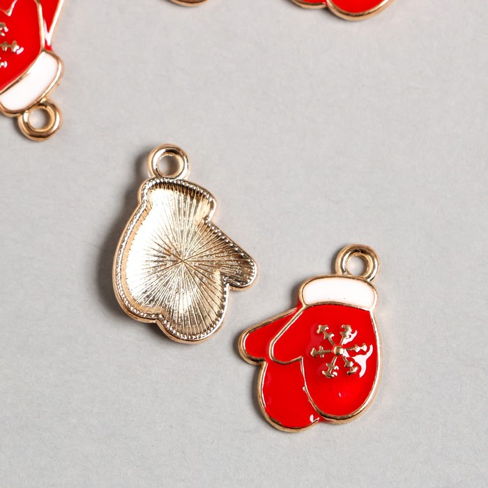 фото Декор для творчества металл "варежки" эмаль 2х1,5 см арт узор