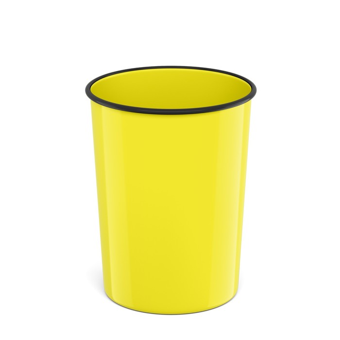 фото Корзина для бумаг и мусора 13.5 литров erichkrause neon solid, литая, жёлтая