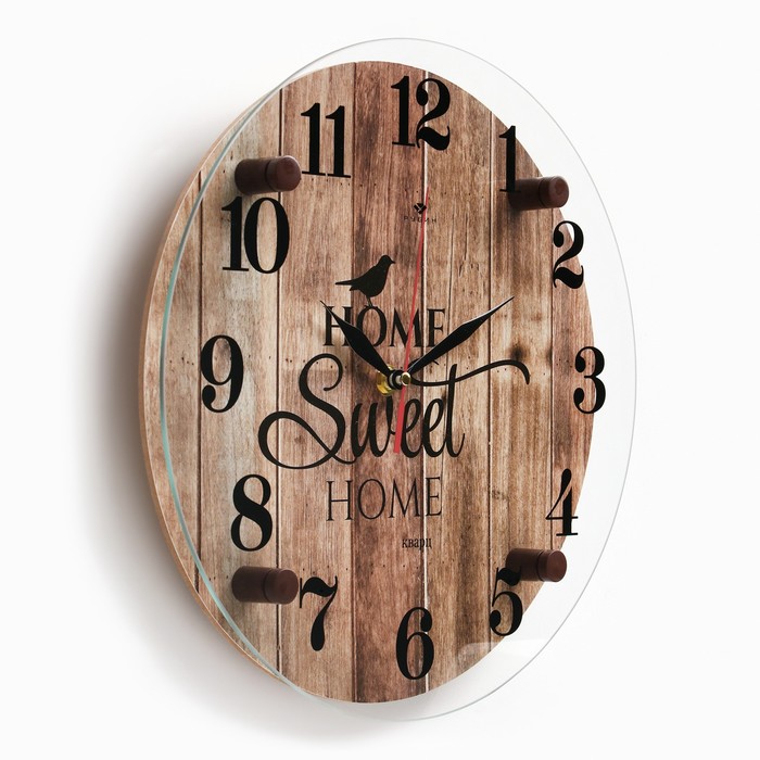 фото Часы настенные, интерьерные "милый дом", d-30 см, бесшумные рубин