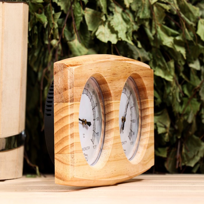 фото Термометр-гигрометр для бани, деревянный добропаровъ