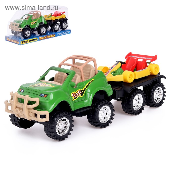 Машина инерционная «Джип», с прицепом, цвета МИКС 
Машина инерционная «Джип», с прицепом, цвета МИКС