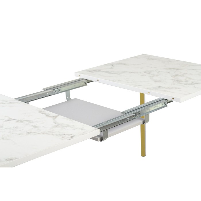 фото Стол титан 12 1300/1800х800х760 мрамор белый/ножки титан металл золото