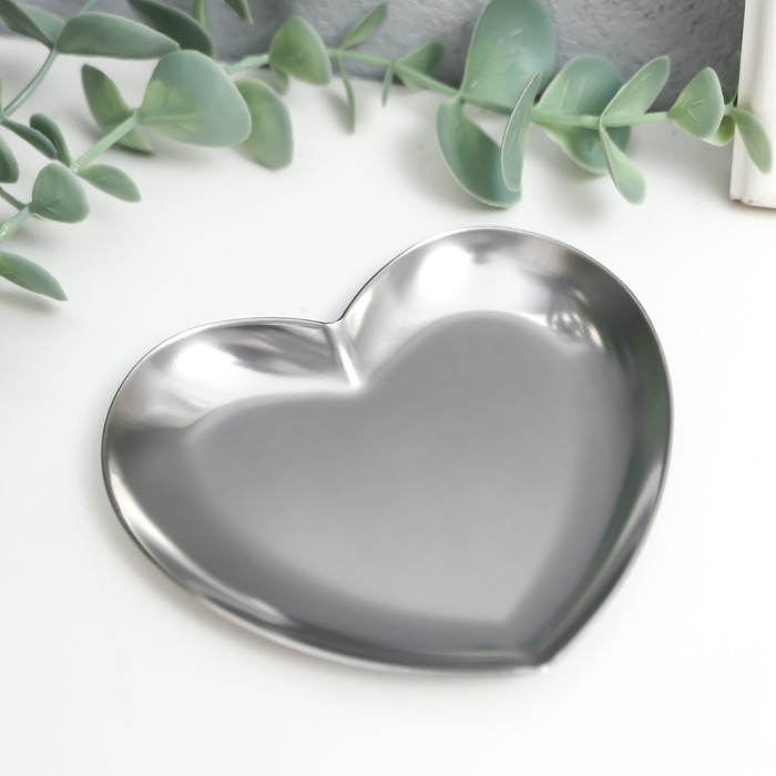 фото Подставка для мелочей нержавеющая сталь "сердце" серебристая 9,2х9 см