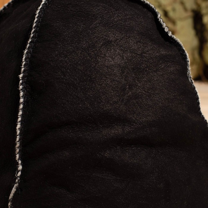 фото Шапка для бани из овчины "классика" скорняжный шов, черный