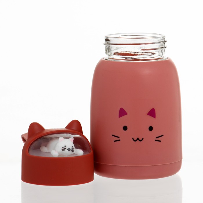 фото Бутылка для воды, 350 мл, "котик", стеклянная